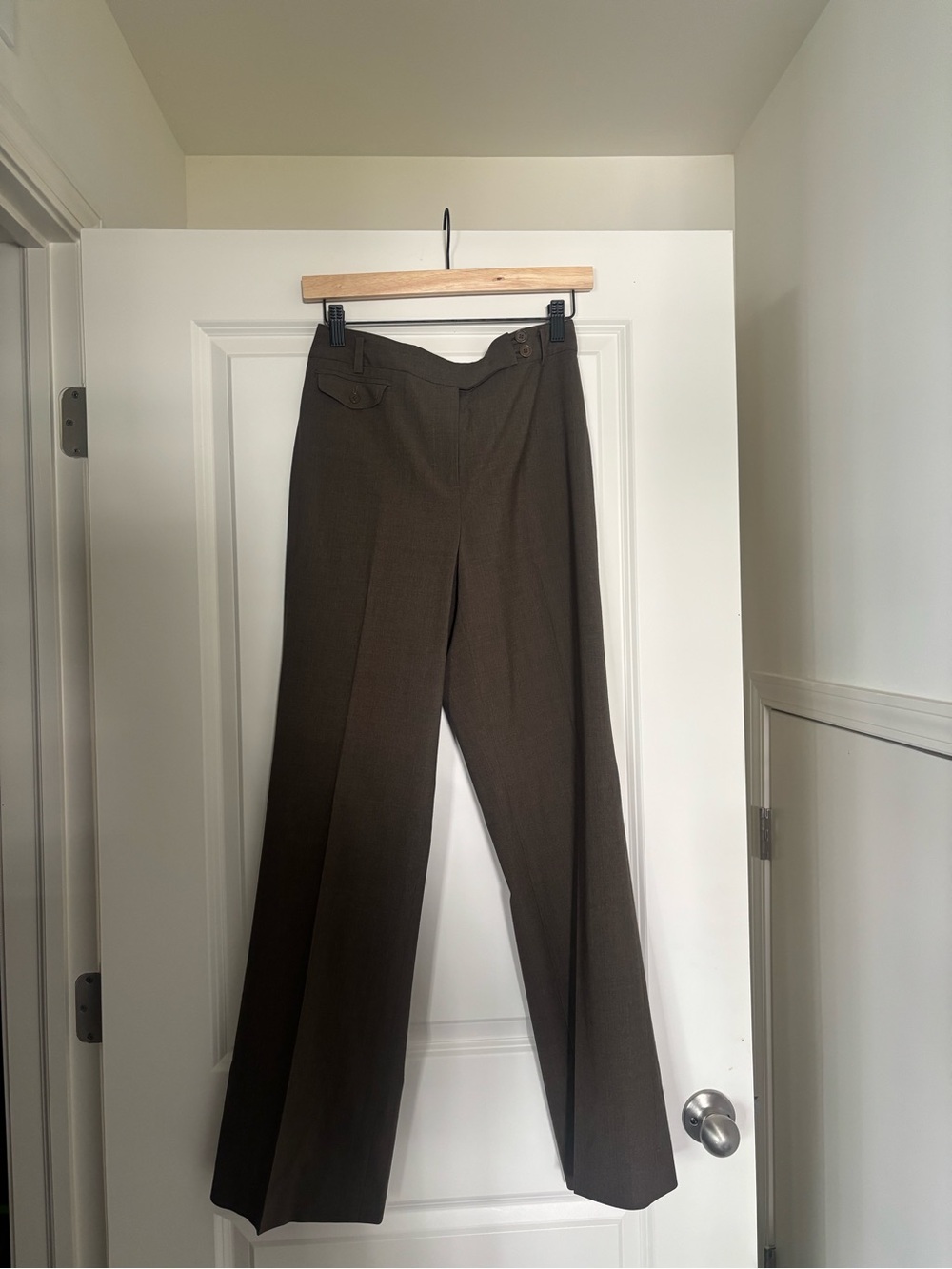 Ann Taylor Wide-Leg High-Rise Pants in Olive